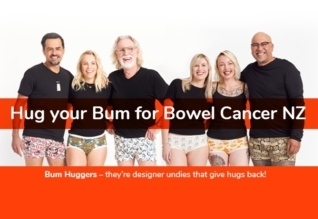 Bowel Cancer bum huggers poster